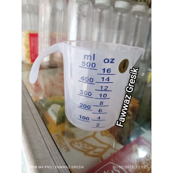 Gelas Takar Ukur Plastik 500ml / Gelas Takaran Kue Cake Masak Measuring Cup 500 ml