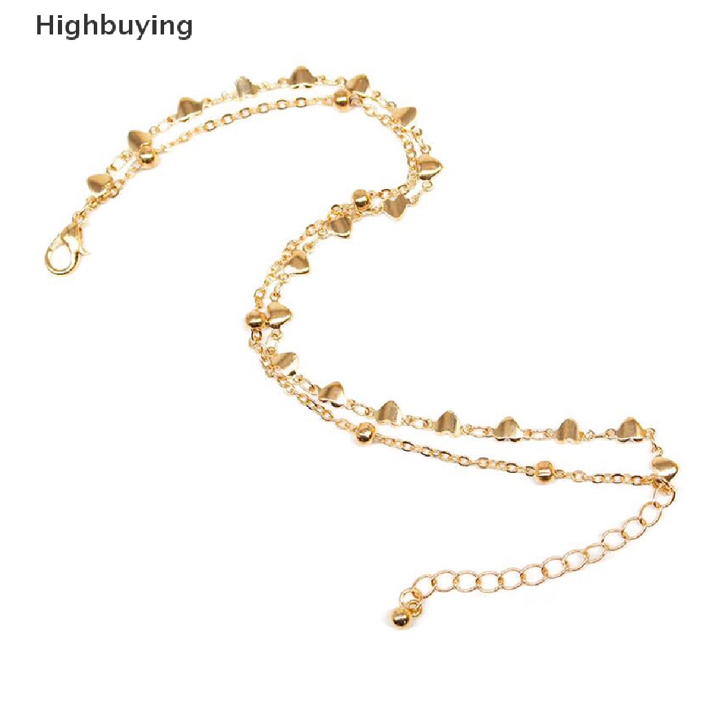 Hbid Double Layer Bentuk Hati Charm Ankle Chain Gelang Kaki Rantai Perhiasan Wanita Glory