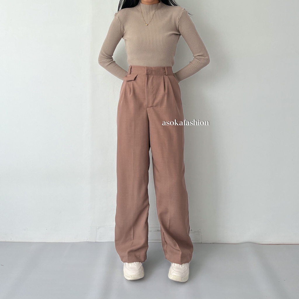 ASOKA Alizee Pants 2168 - Trouser Wanita - Loosepants Highwaist