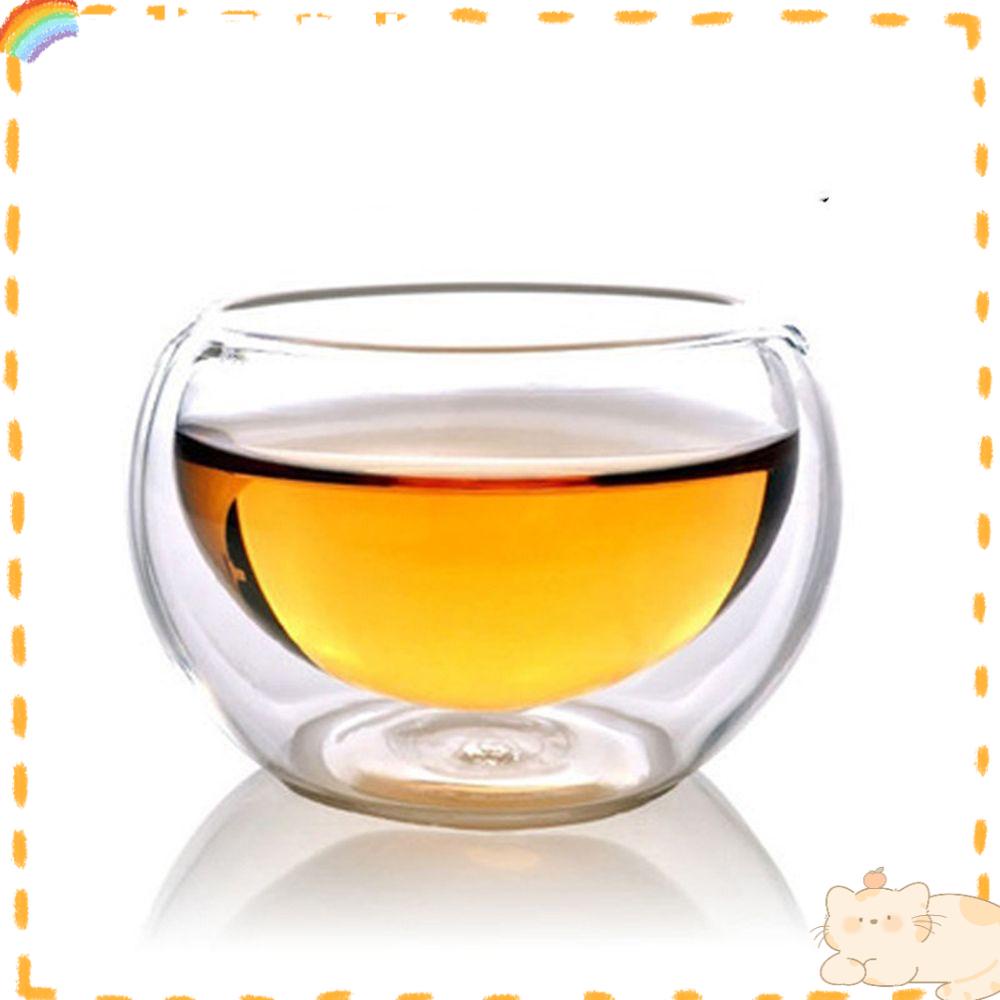 Solighter 50ml Mini Glass Cup Perlengkapan Minum Chinese Jepang Transparan Tahan Panas Double Wall Insulated Tea Cups