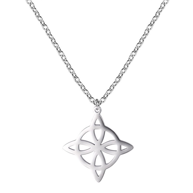 Segitiga Celtics Simpul Bulat Liontin Kalung Geometris Nordic Viking Irish Triquetra Amulet Necklaces Unisex Perhiasan