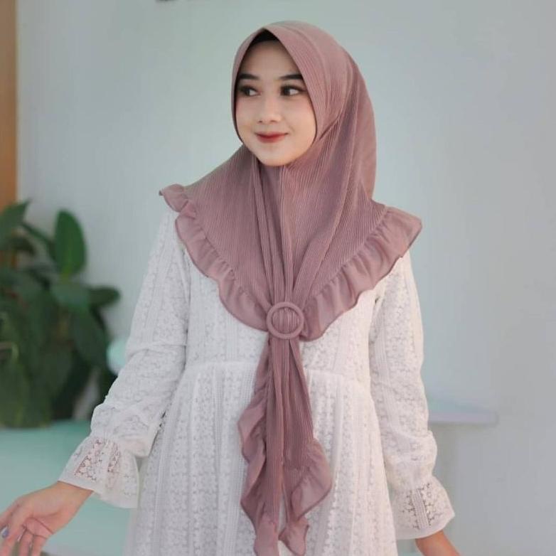 Bergo Prisket Ring Rempel / Hijab Instant Prisket Ring Ruffle Cantik Kekinian Best Seller Trend Hija