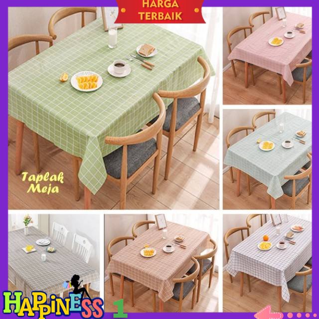 Taplak Meja Anti Air dan Anti Minyak/ Alas Meja Motif Kotak-Kotak/Cover Meja HAPPINESS