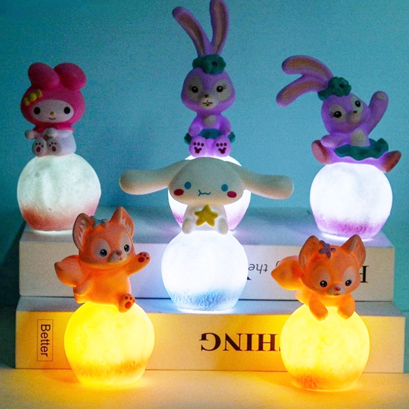 Kartun Kuromi Melody Cinnamoroll LinaBell Lampu Malam 3D Anime Ornamen LED Kamar Tidur Hias Night Lamp Bedside Lamp Mainan Anak Hadir
