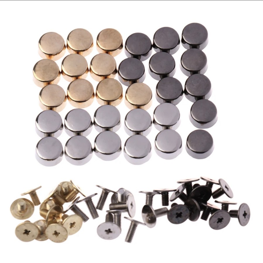 Kaki Tas Baut 1cm Flat Anti Karat Button Studs Rivet
