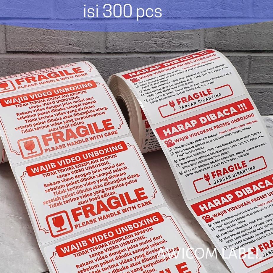 

kodeR7d7C Label Sticker FRAGILE Wajib Video Unboxing Stiker Perhatian Online Shop 80x50 isi 300 pcs