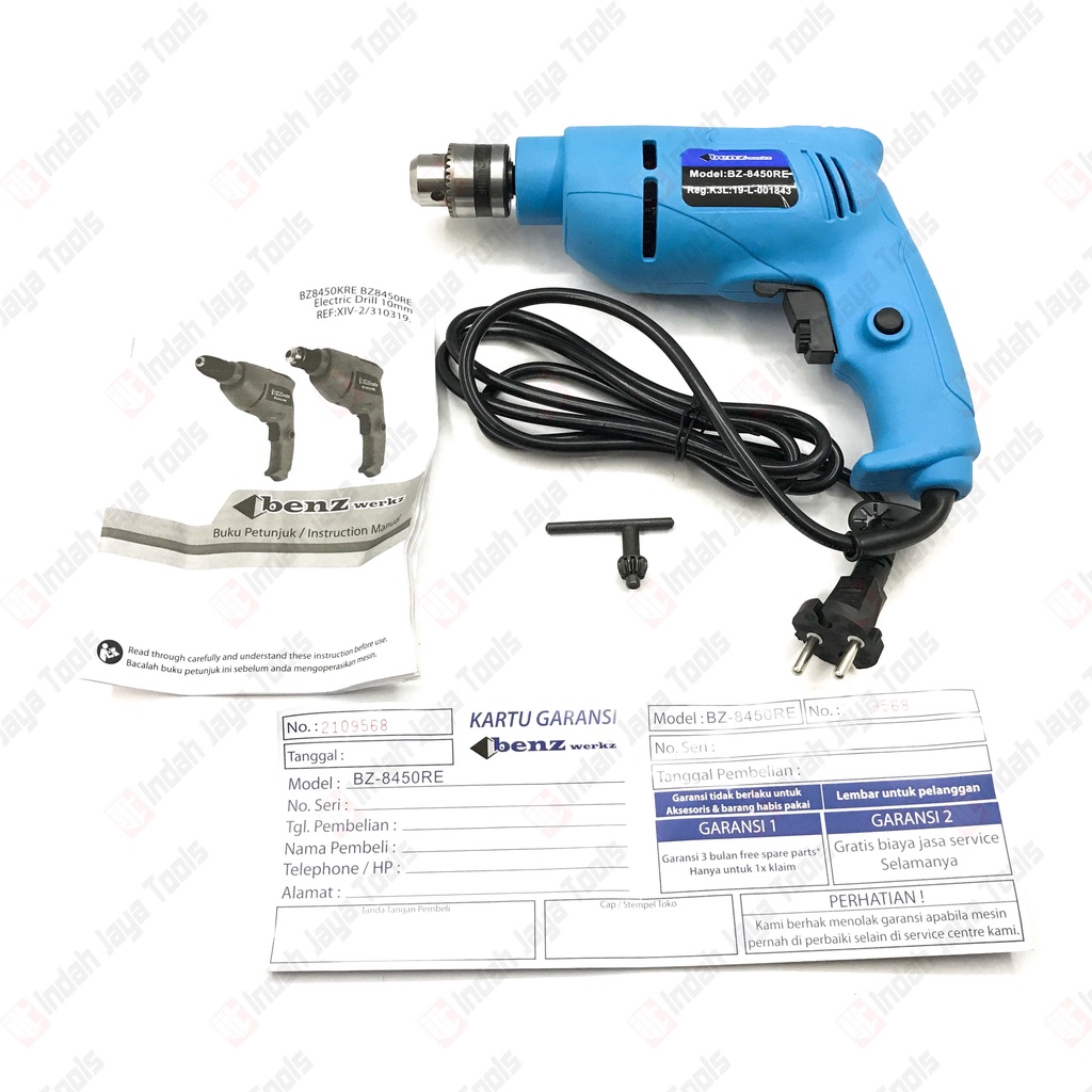 BENZ BZ-8450 RE Mesin Bor Besi Kayu 10 mm Variable Speed Electric Drill