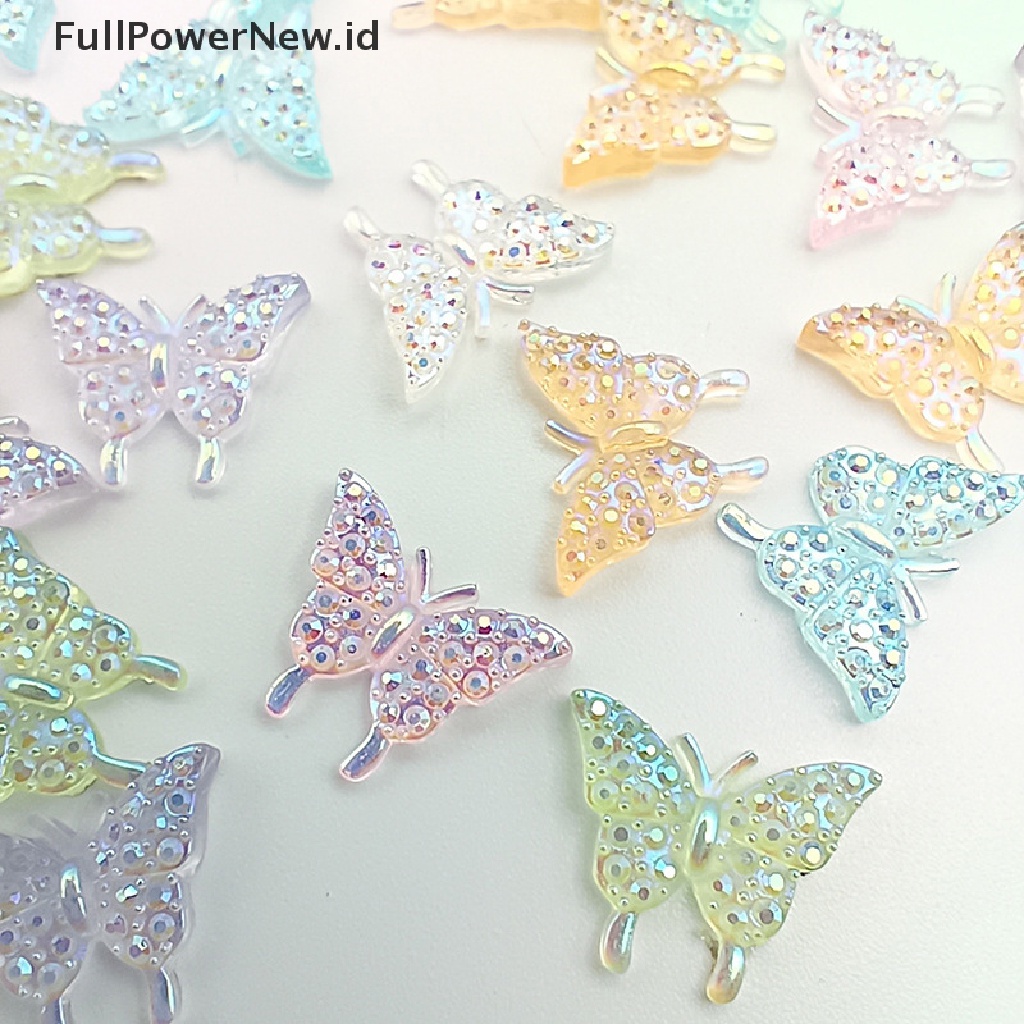Power 50pcs 3D Resin Nail Ch Warna Campur Butterfly Nail Parts Aksesoris ID