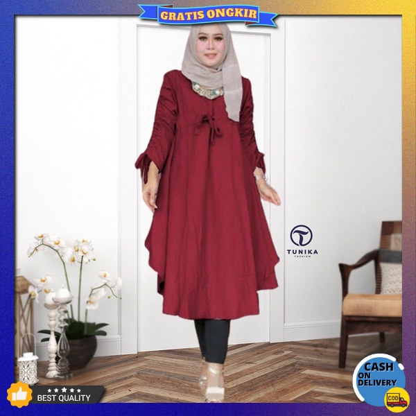 Dress Perempuan Import Premium Tonik Tynik Baju Lebaran 2023 Fashion Muslim Tunik Cewek Import Atasa