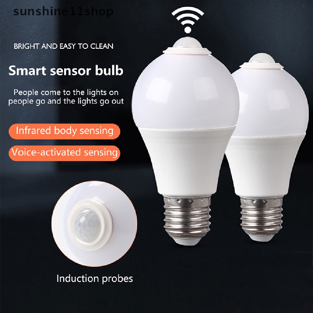 Sho E27 Lampu Sensor Gerak PIR 5W 9W 15W Bohlam LED Dengan Sensor Gerak Night Light N