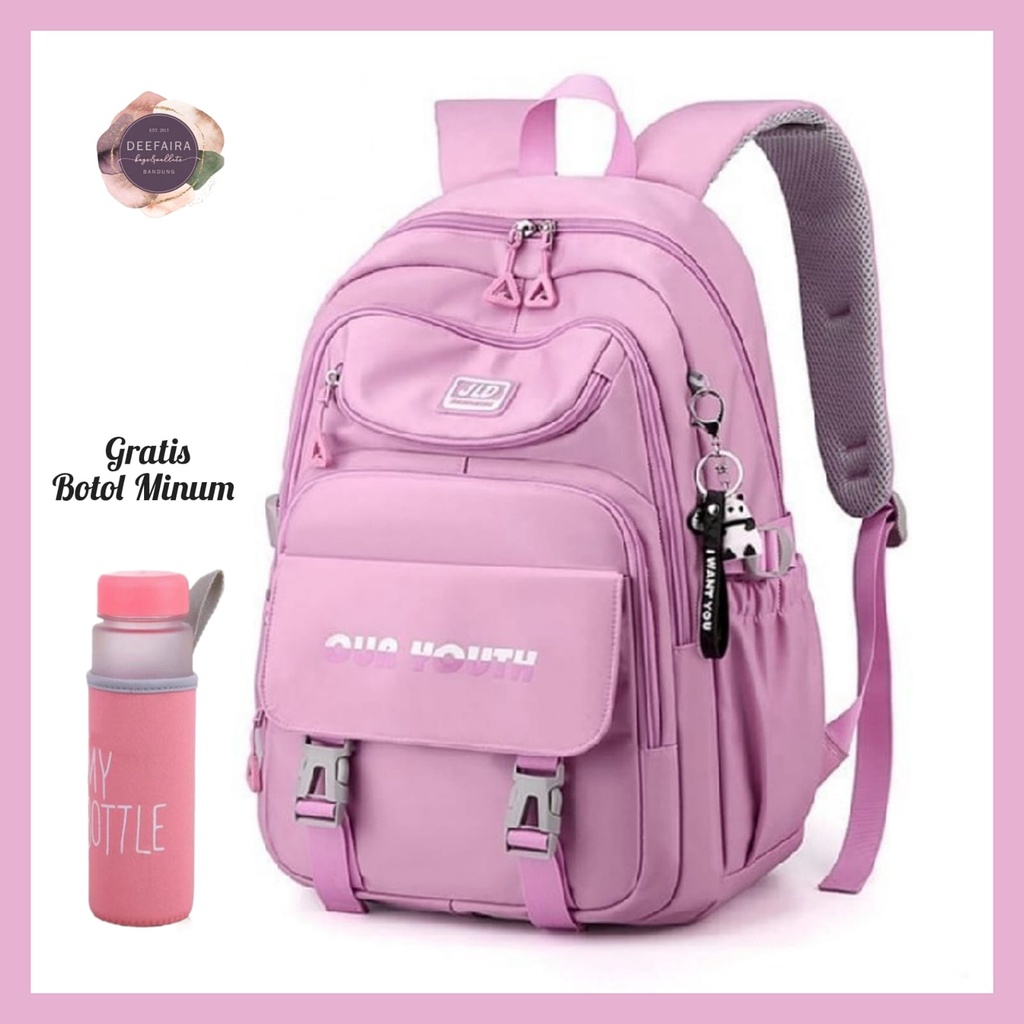 Tas Ransel Anak Perempuan Model ouryth Y01 Gratis Botol Minum Untuk Sd Smp Dan Sma