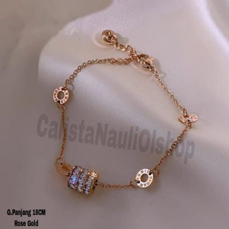 Gelang Titanium Tabung Roda Kecil Fashion Korea Anti Karat Dan Anti Luntur