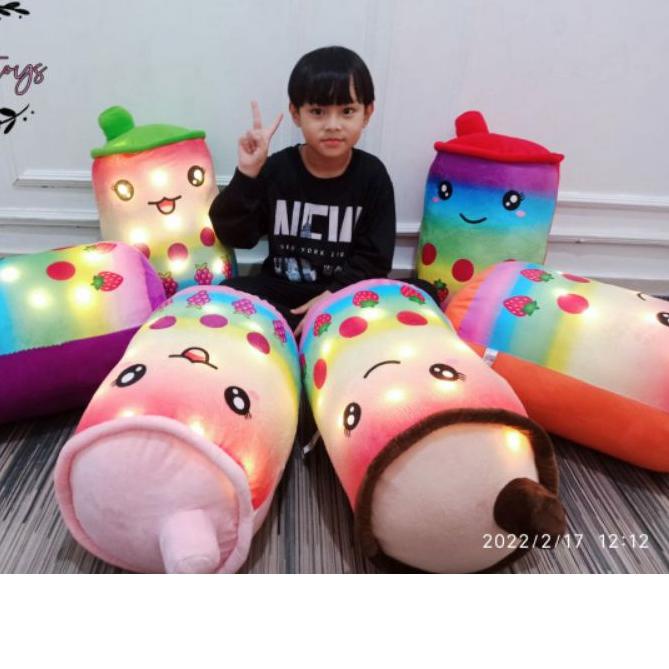 ➨ Boneka BOBA RAINBOW LED,BOBA  milk LED boba boneka minuman boba printing dan Bordir Ukuran L dan j
