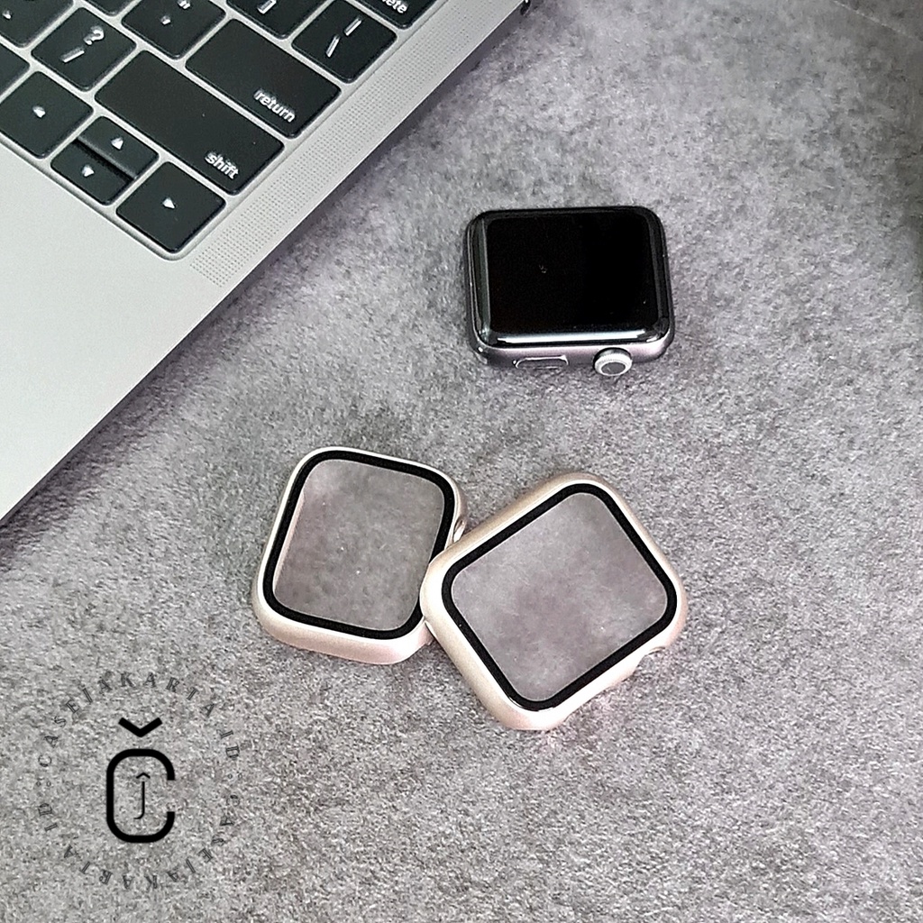 &quot; BASIC STARLIGHT COVER &quot; GLASS CASE APPLE WATCH - SERIES ULTRA 8 7 6 5 4 3 2 1 SE | SIZE 49mm 45mm 44mm 42mm 41mm 40mm 38mm | tempered glass case pelindung layar cover iwatch