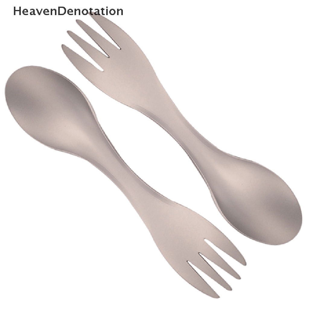 [HeavenDenotation] Sendok Titanium Spork Outdoor Camping Piknik Dual purpose Titanium Fork Spoon Ultralight Cookware Peralatan Berkemah Portabel HDV