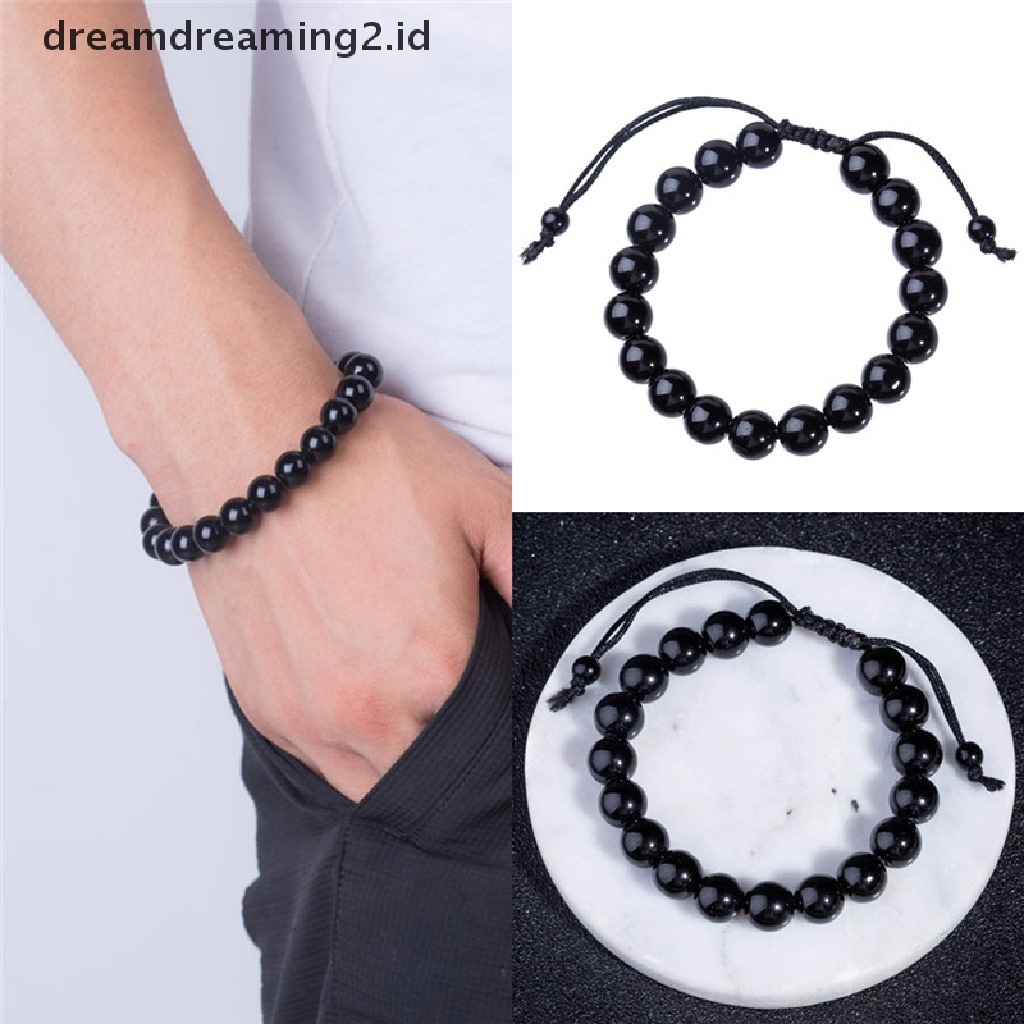 (dream) Fashion Round Obsidian Stone Healthcare Bracelet Gelang Penurun Berat Badan Perawatan Kesehatan.