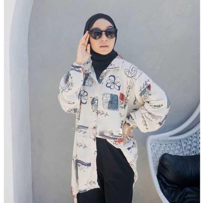 Kemeja wanita oversize bahan rayon viscose best quality - Maite oversize