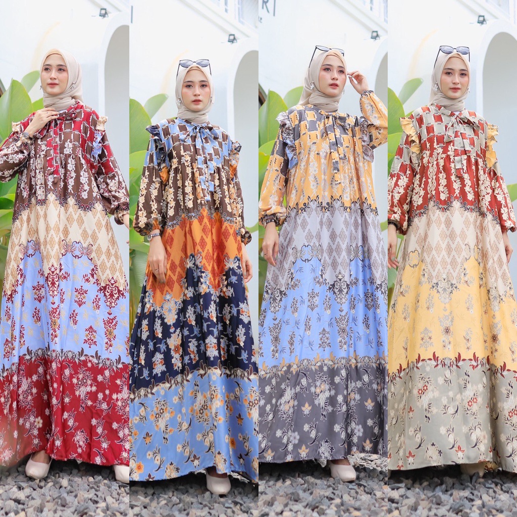 Dress Gamis Raina Maxmara Silky Premium Baju Wanita Busui Pakaian Wanita