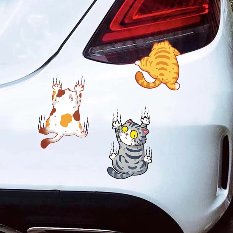 Lucu Kucing Peliharaan Stiker Mobil Lucu Kucing Panjat Hewan Styling Self Adhesive Decal Stickers Car Body Dekorasi Decals