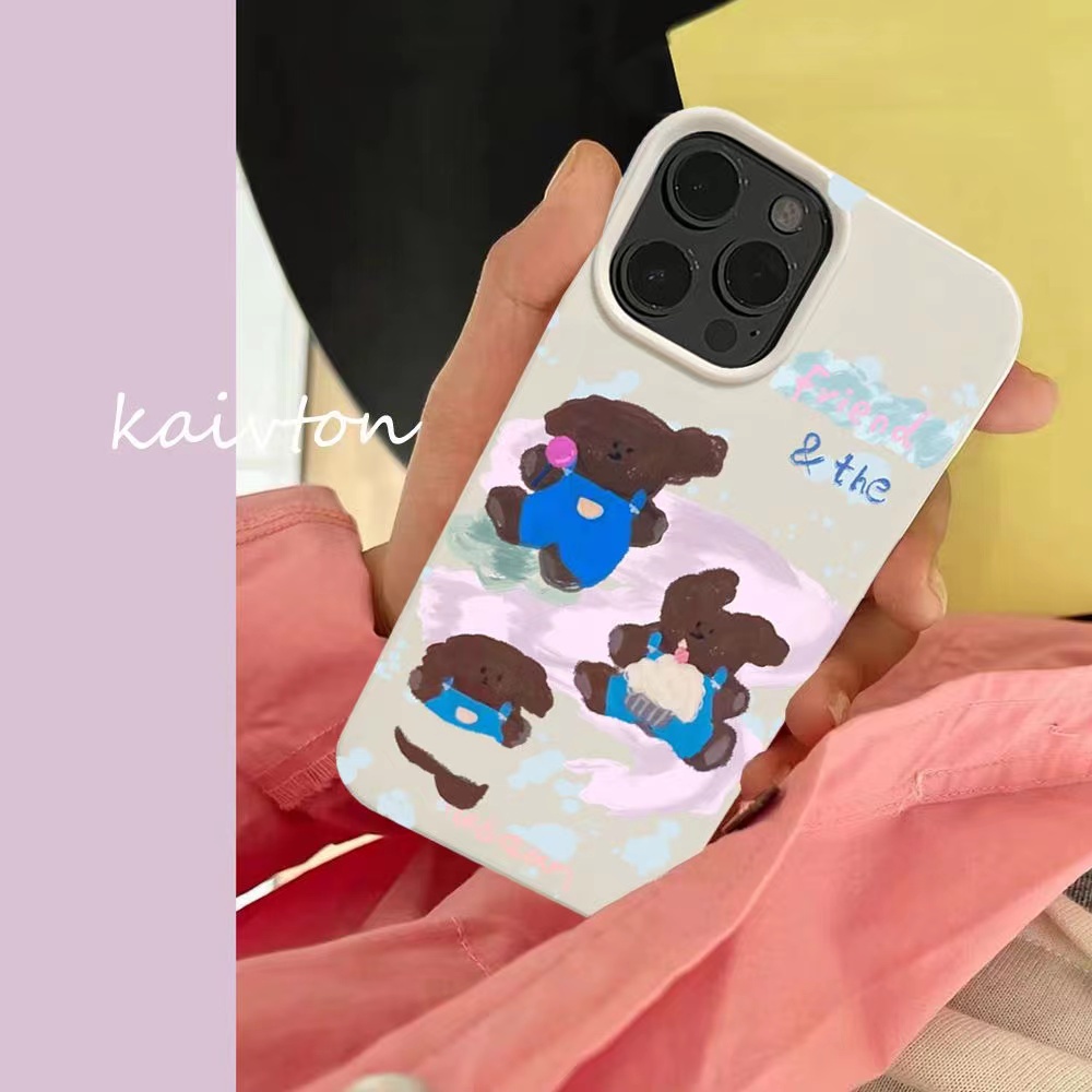 Ins Pola Anjing Cocok Untuk Iphone14 14pro 14plus 13 13pro 13prm iPhone 11 7Plus 8Plus Xr XS 13 12 Pro Max Empat Sudut Casing Ponsel Tahan Guncangan