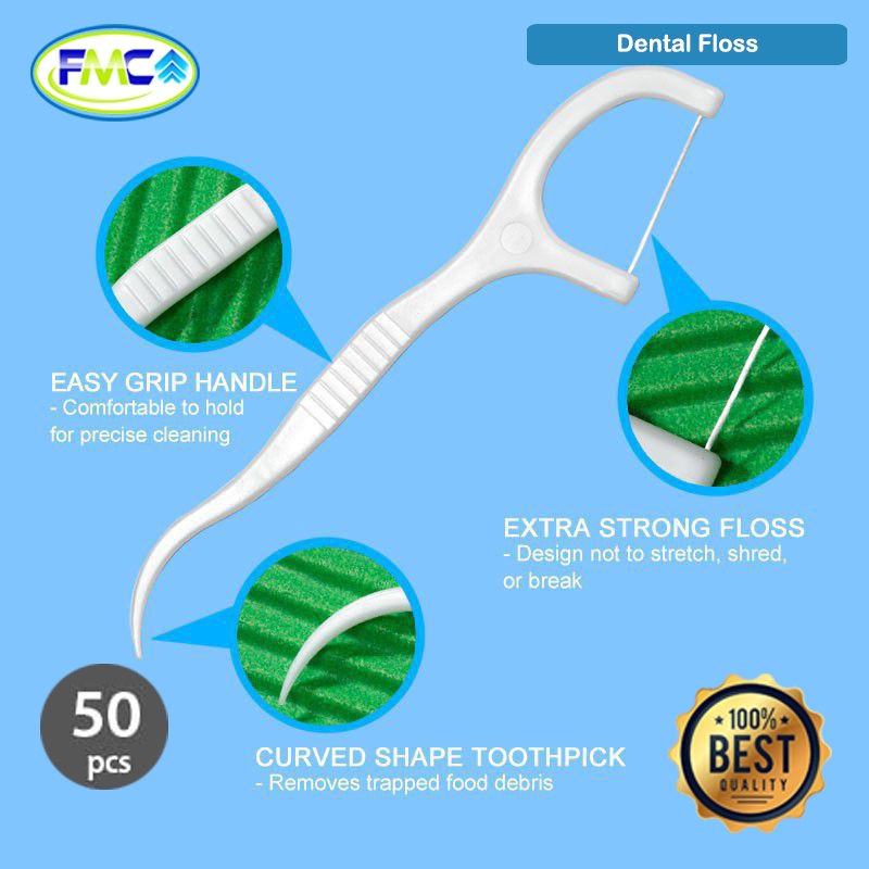 Benang Gigi Tusuk Dental Floss Terbaik Pembersih Plak Noda Sisa Makanan 50 Pcs Higienis Murah