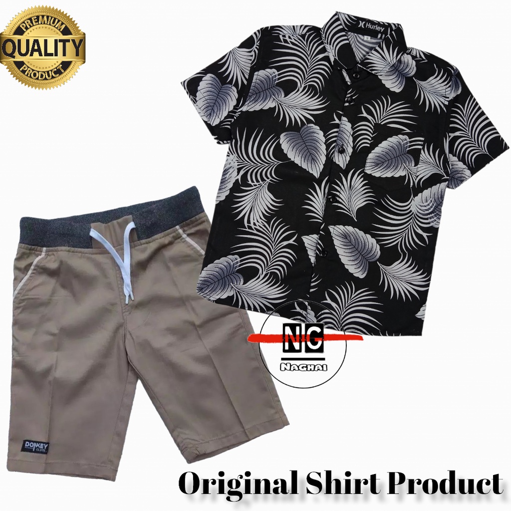 Setelan Anak Laki Laki Kemeja Pendek Motif Umur 1-10 Tahun Stelan Anak  Cowok Tanggung