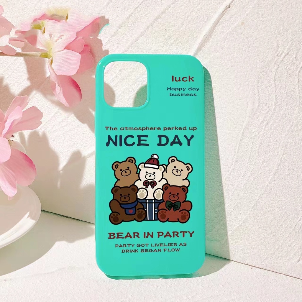 IPHONE Ins Pola Beruang Cocok Untuk Iphone14 14pro 14plus 13 13mini 13pro 13prm iPhone12 7Plus 8Plus Xr XS 13 12mini Pro Max Empat Sudut Casing Ponsel Tahan Guncangan