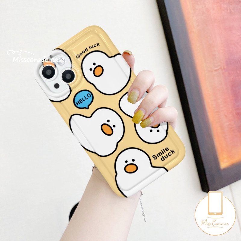 Kartun Bebek Yang Indah Casing Ponsel Kompatibel Untuk IPhone 11 Pro MAX XR 6 6S 7 8 Plus 14 13 12 11 Pro MAX X XS MAX SE 2020 Shockproof Airbag Kamera Perlindungan Lembut TPU Silicon Cover