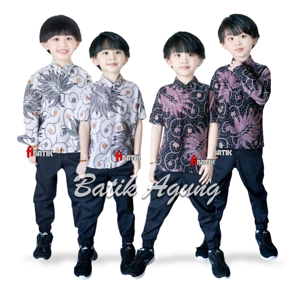 Couple Baju Kemeja Hem Batik Anak Laki laki Cowok Keluarga Kakak Adik Pria 2-13 Tahun Premium Terbaru Terlaris Lengan Panjang Pendek Motif Sage Hijau Modern Murah Kekinian / Atasan Seragam Baju Batik Anak Cowok Laki Sekolah Formal Kasual Kondangan Terbaru