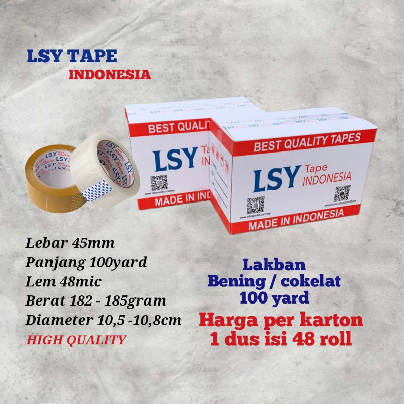 

lakban bening / cokelat 100yard 1 dus isi 48 roll LSY TAPE ( CBM )