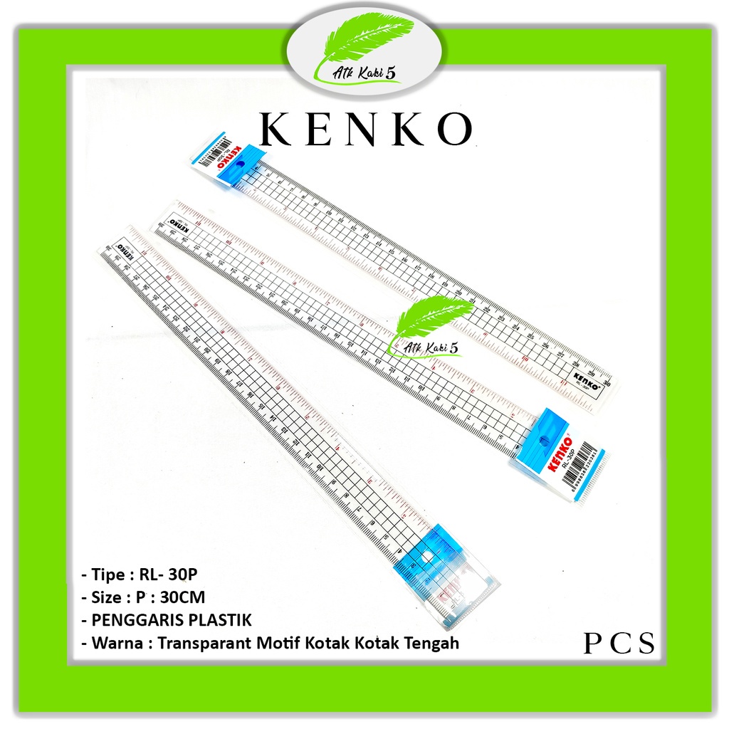 

KENKO - Penggaris Plasik Panjang 30cm Motif Bergaris - Pcs
