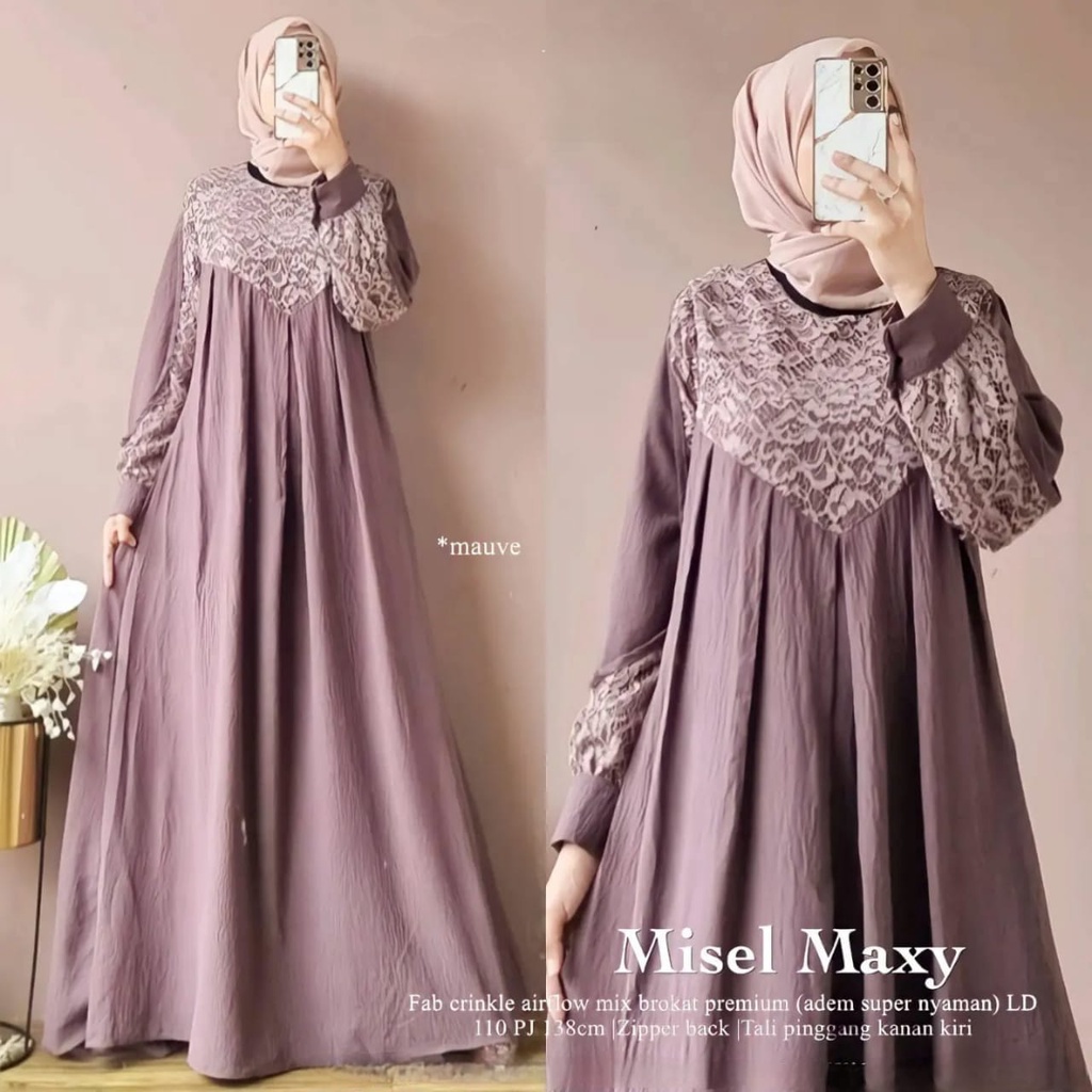 MISEL MAXY GAMIS CRINKLE AIRFLOW PREMIUM DRESS WANITA TERBARU 2023 GAMIS WANITA BAHAN CRINGKLE APLIKASI BORDIR MEWAH