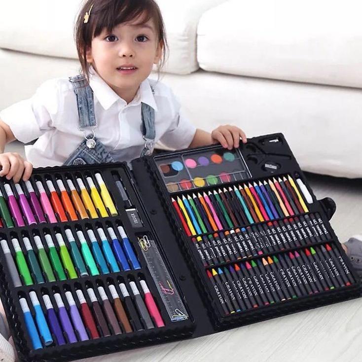 

Top Brand WJ514 Crayon Set Art Set Peralatan Gambar Lukis Isi 150 Pensil Warna Krayon Set