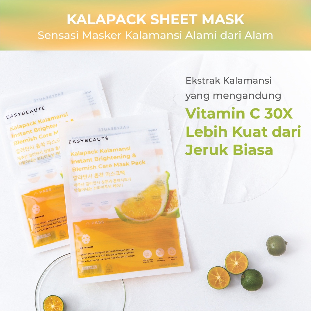 Easybeaute Kalapack Instant Brightening Sheet Mask Untuk Mencerahkan &amp; Memutihkan Kulit 28g