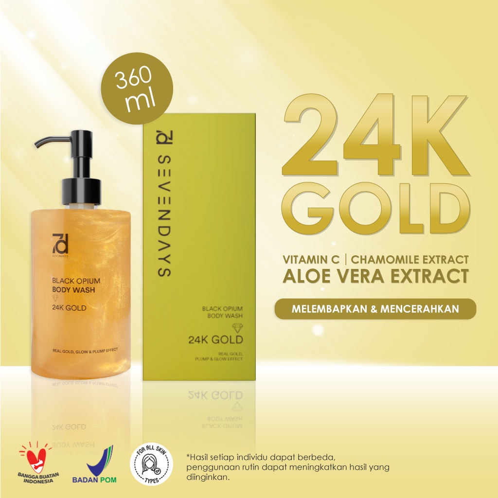 (RM) SEVEN DAYS 24K GOLD BLACK OPIUM BODY SERUM 250ML ( 7DBS ) &amp; BODY WASH 360ML-  BPOM GRACE AND GLOW SCARLETT SEVENDAYS