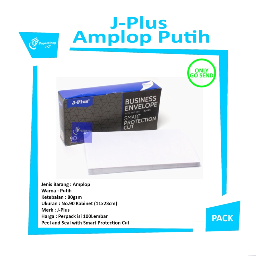 

JPLUS - Amplop Putih Biru Polos NO.90 Kabinet 80Gsm