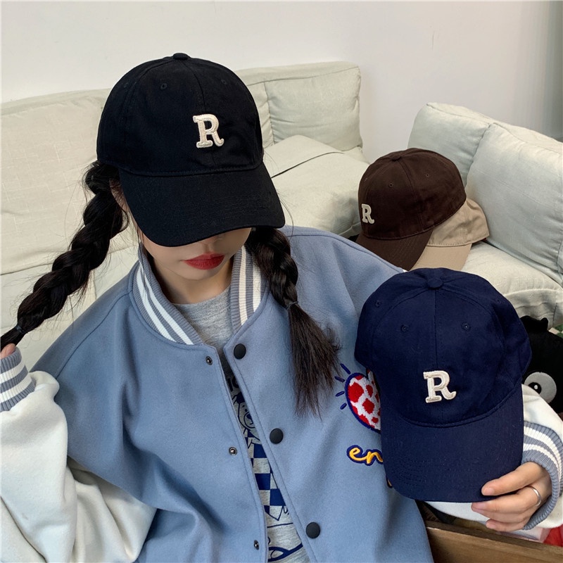 Topi Baseball R Bordir Alfabet Tren Versi Korea Lembut Top Hip Hop