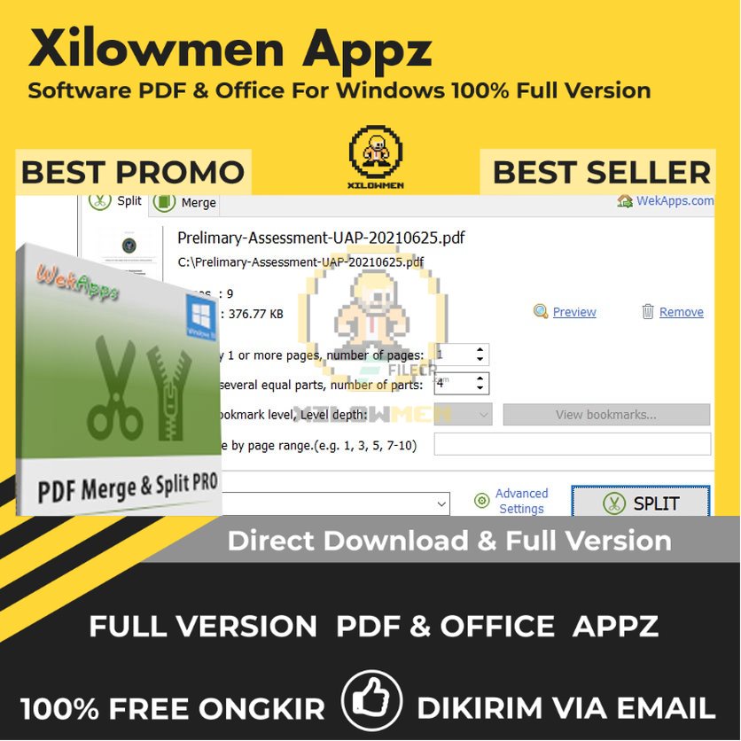 [Full Version]  WekApps PDF Merge &amp; Split Pro PDF Office Lifetime Win OS