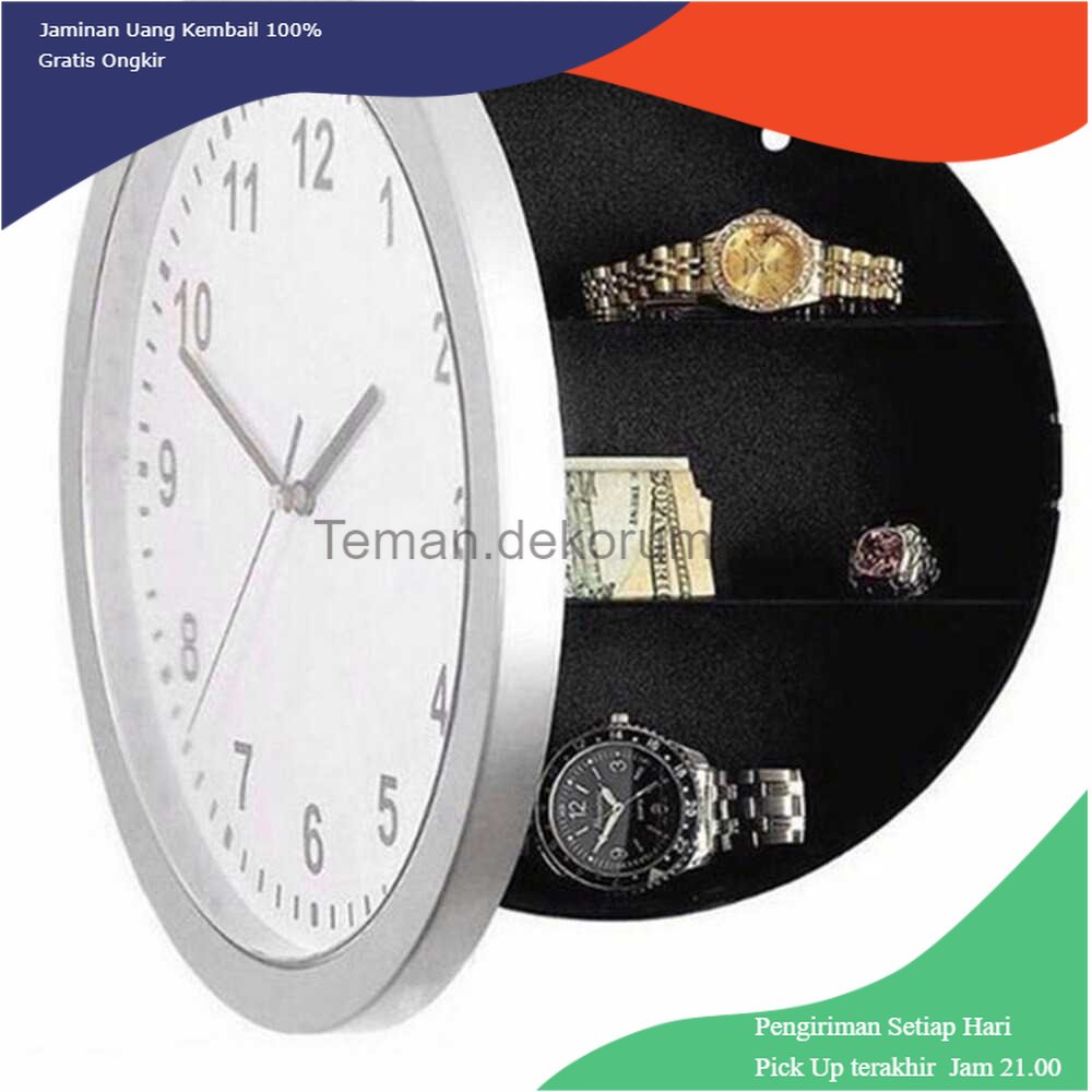 TD - DEK MIZHI Jam Dinding Besar Bulat Vintage 25cm with Hidden Storage Box - OTYLHG544