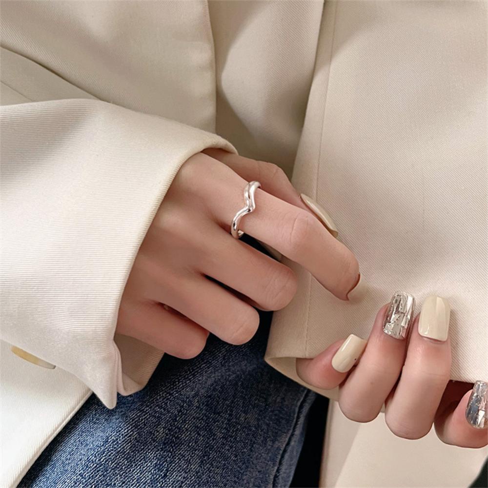 Timekey Fashion Cincin Pribadi Emas Perak Alloy Tidak Dapat Disesuaikan Cincin Niche Sederhana Aksesori Perhiasan Untuk Wanita H2Z5