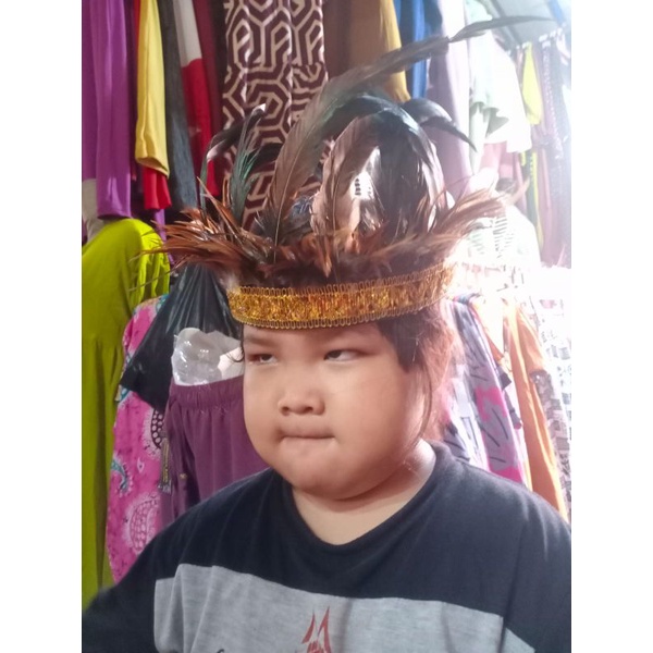 AKSESORIS KEPALA BULU // TOPI BULU ADAT DAYAK // IRIAN JAYA PAPUA ANAK