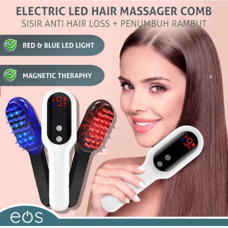 Electric LED Hair massager comb sisir anti hair loss penumbuh rambut