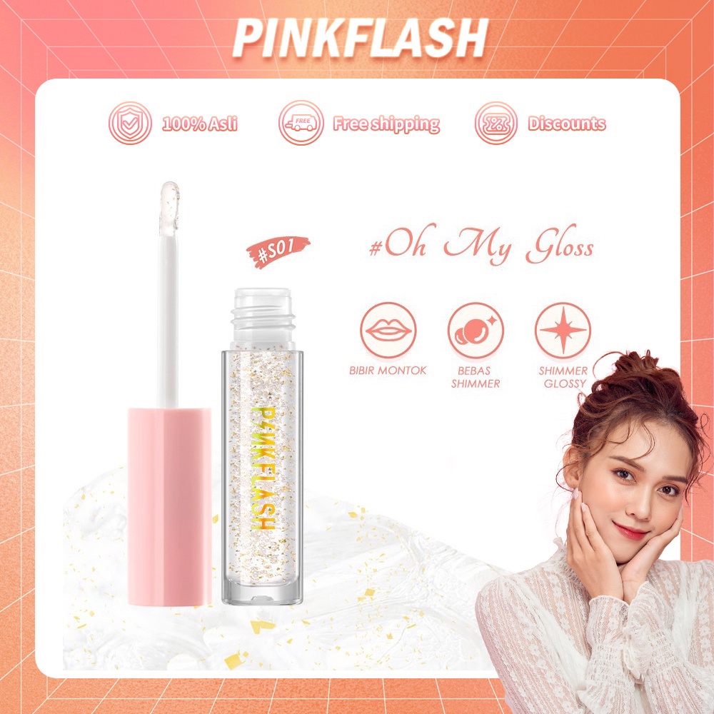 PINKFLASH OhMyGloss Lip Gloss Gliter Moisturising Plumpmax High Shimmer Lip Gloss S01 1Piece Jaga Agar Tetap Terlumasi S