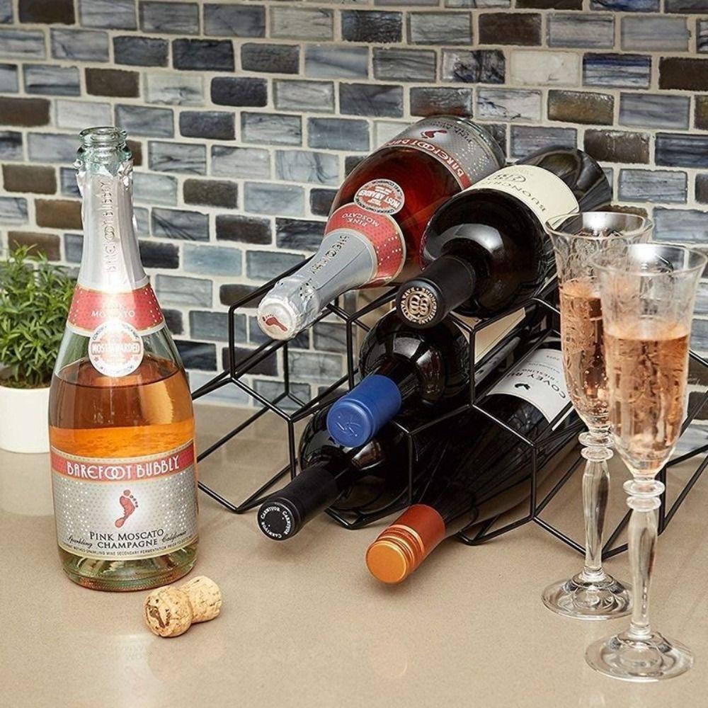 [Elegan] Rak Wine Metal Modern Barware Shelves Penghemat Tempat Hexagon Hias Penyimpanan Botol Anggur