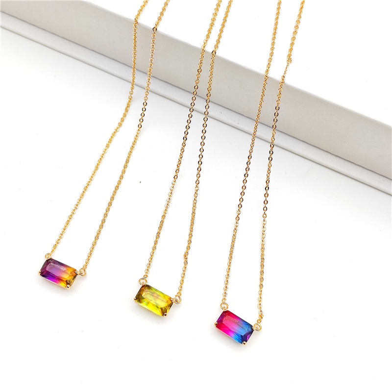 Ladies Necklace Color Zircon Perhiasan Kalung Berwarna Berlian Liontin Hadiah Ulang Tahun Aksesoris Fashion