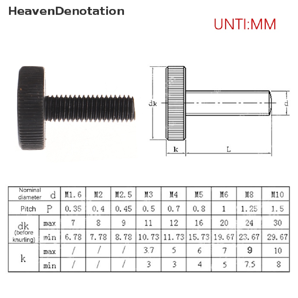 [HeavenDenotation] 10pcs GB835 Hitam Baja Karbon Kepala Datar Sekrup Jempol Tangan Mengencangkan Sekrup Komputer M3-M8 Sekrup HDV