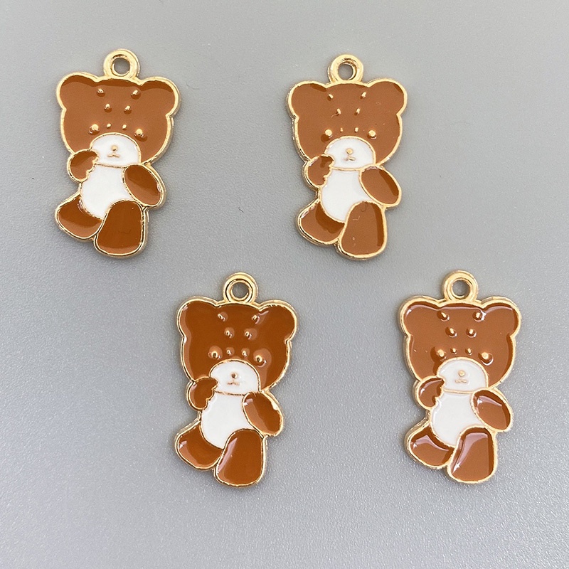 Diy Handmade Kalung Gelang 4buah Kartun Hewan Paduan Menetes Minyak Beruang Lucu Pesona Kalung Gelang Liontin