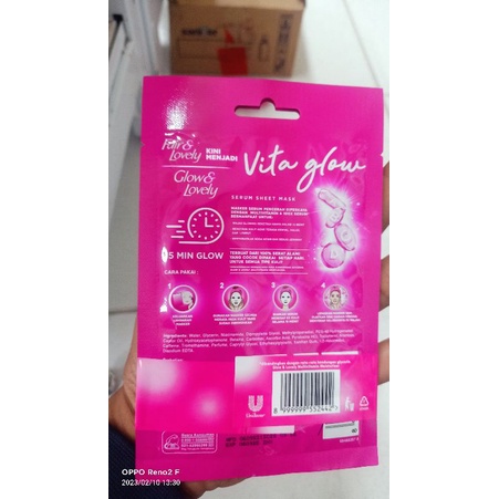 Fair n lovely vita glow (Buy One Get Free) serum sheet mask 20gr | FairLovely | Masker wajah