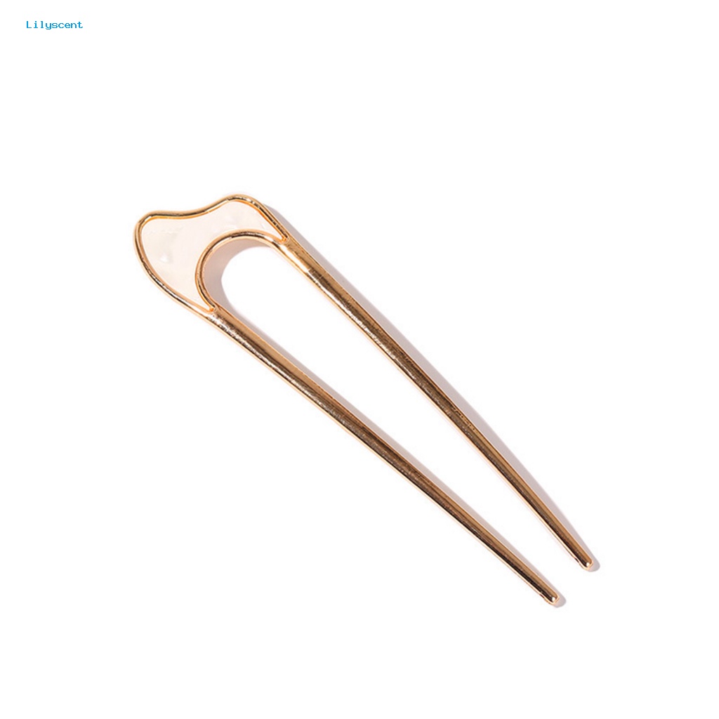 Lilyscent Hiasan Kepala Hair Pin Aksesoris Rambut Sederhana Bentuk U Shell Hair Bun Stick Arc Curved