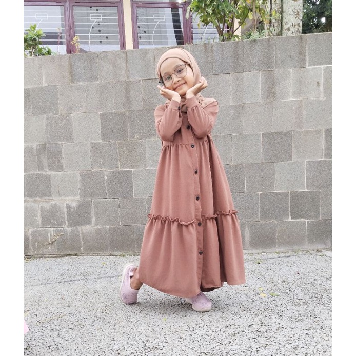 gamis anak crinkle usia 3 4 5 6 tahun